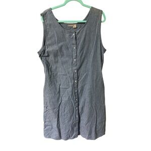 Woolrich Vintage XL Denim Chambray Button Front Sleeveless Dress Midi Pockets